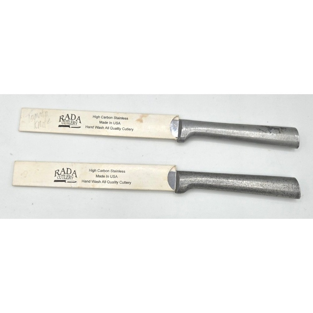 Vintage Rada Cutlery Tomato Knife & Utility Slicer Set Aluminum Handles 2pc